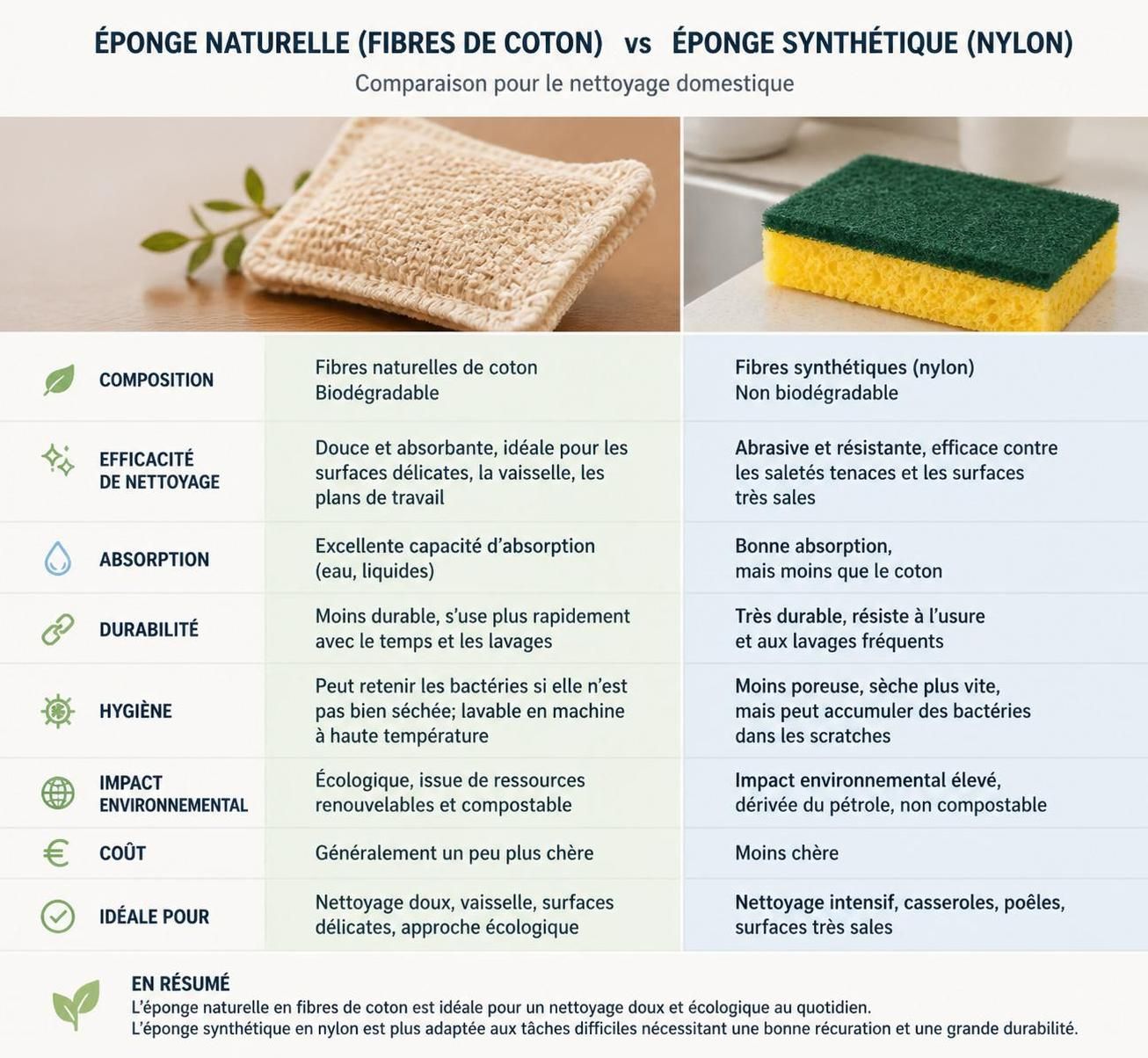 découvrez les avantages des éponges naturelles et synthétiques pour choisir celle qui convient le mieux à votre maison et à vos besoins de nettoyage.