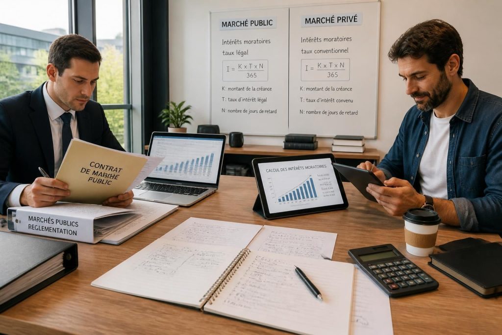 découvrez les méthodes de calcul des intérêts moratoires adaptées aux marchés publics et privés pour assurer un respect rigoureux des délais de paiement.
