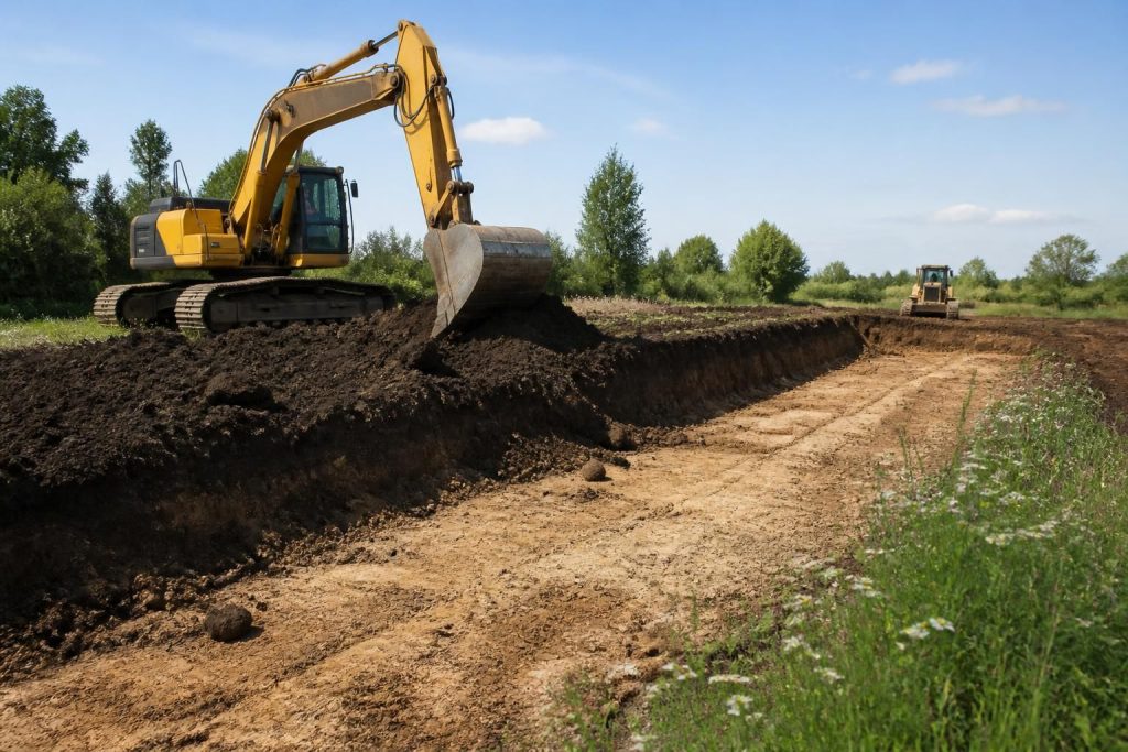 service professionnel de décapage des terres végétales pour préparer efficacement votre terrain avant construction, assurant une base stable et propre pour vos travaux.