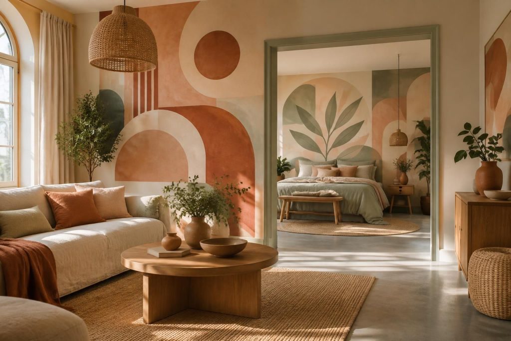 découvrez des idées de motifs pour peinture murale et inspirez-vous de créations originales pour décorer le salon, la chambre et toute la maison.