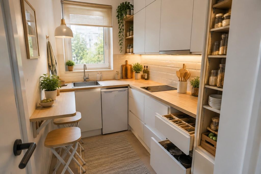 découvrez des idées pratiques et des plans astucieux pour aménager une petite cuisine de 4 m², gagner de la place et optimiser chaque recoin.